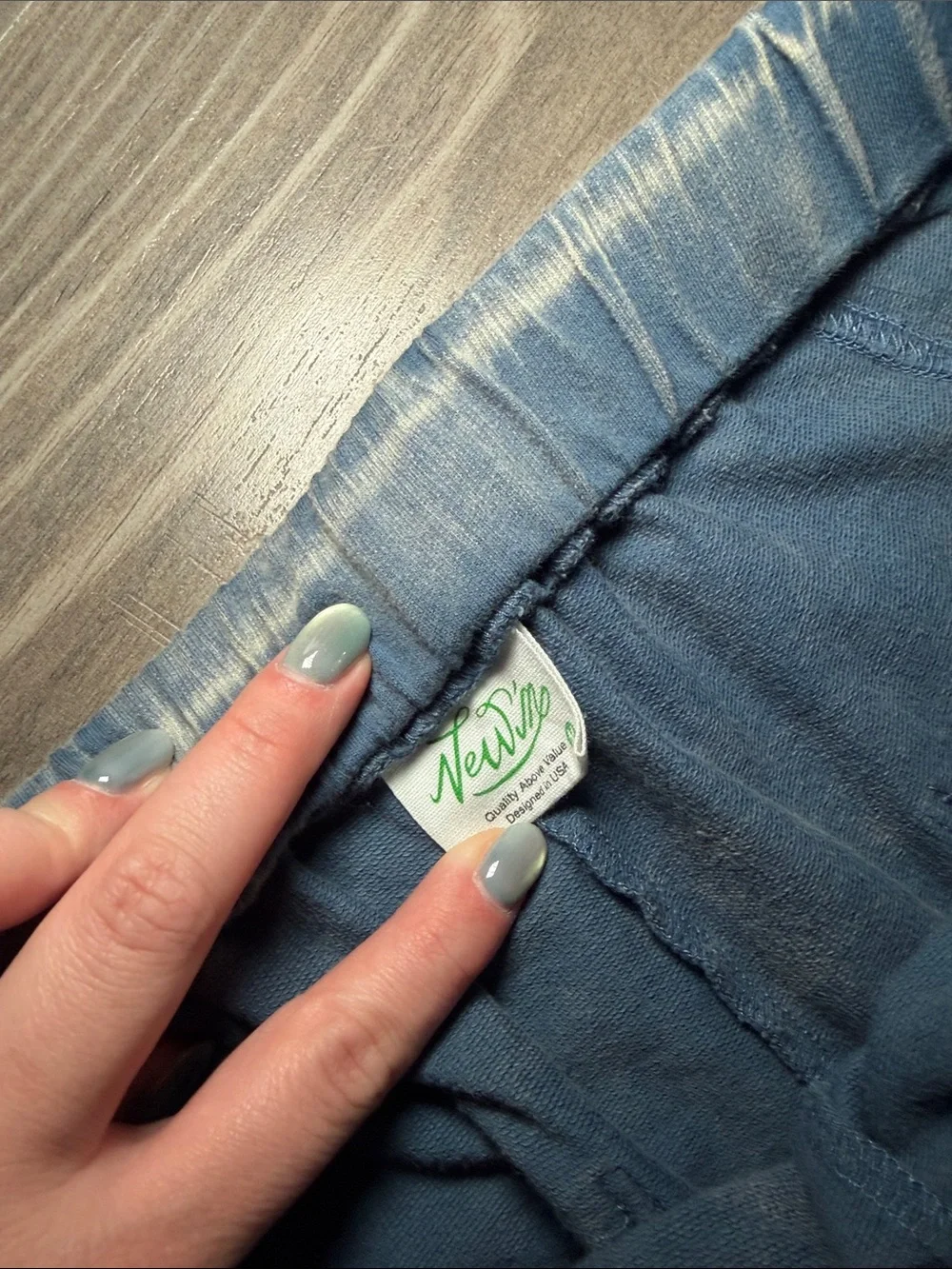 Washed Blue Wide Leg Drawstring Pants - Picture 2 of 2